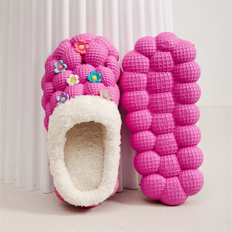 Women's winter anti-slip wear-resistant thick-soled cotton slippers for outdoor wear, indoor warm slippers