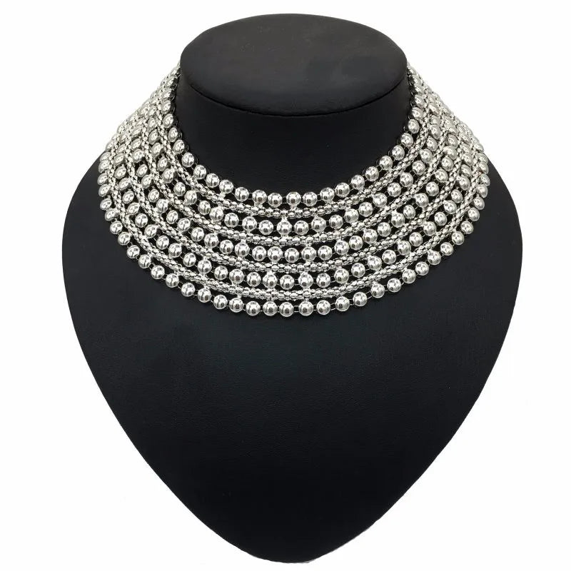 Alloy Big Chokers Necklace Fashion Statement Collar Chunky Necklaces For Women Girls Party Accessories 2022