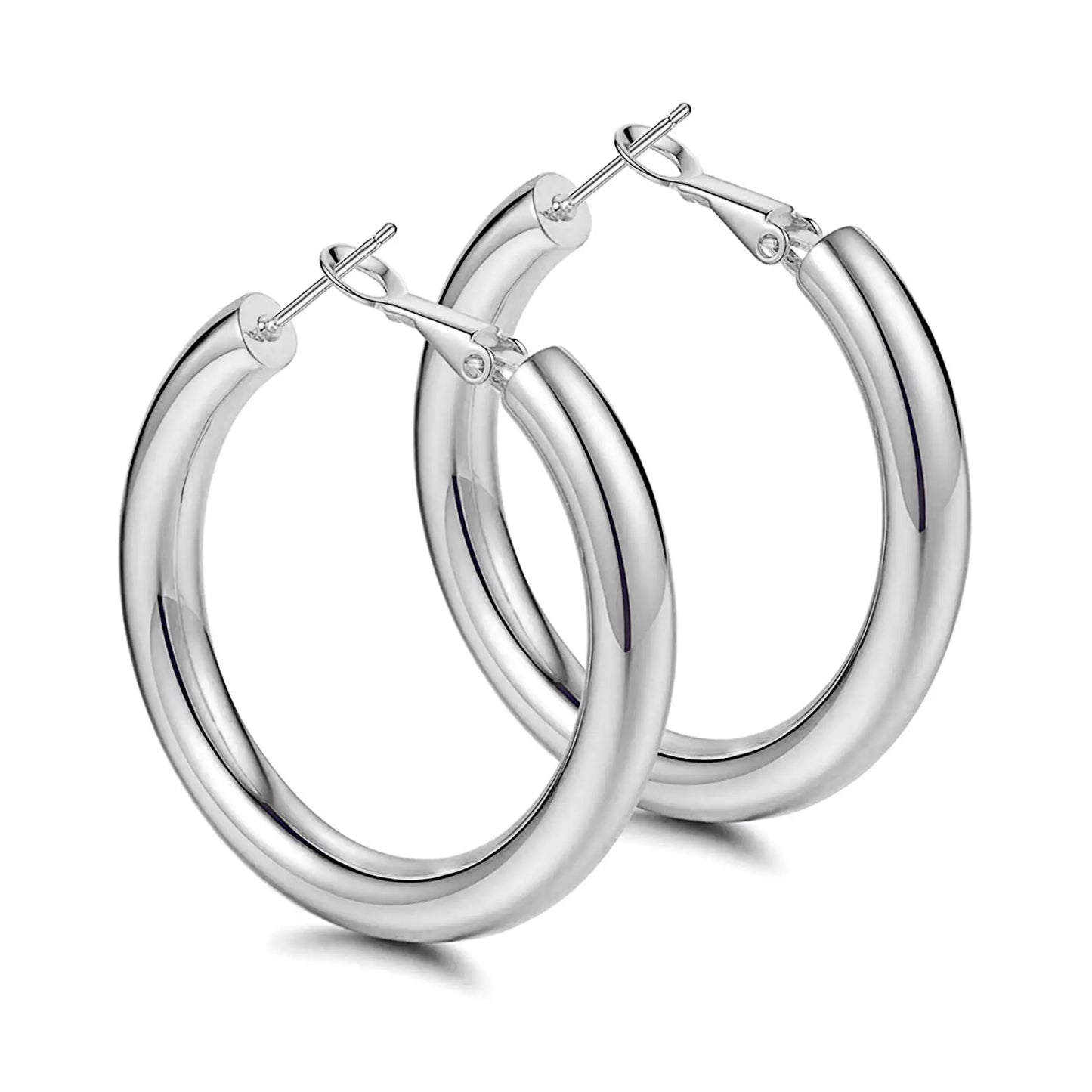 Chunky Gold Hoop Earrings, 14K Gold Plated Earrings for Women Lightweight Hollow Tube
