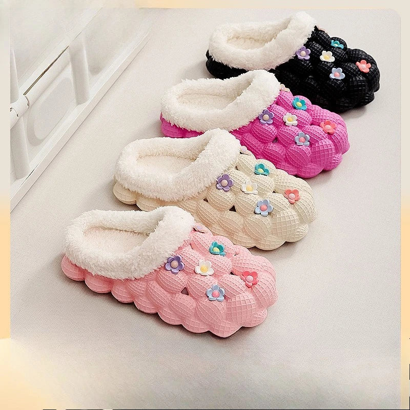 Women's winter anti-slip wear-resistant thick-soled cotton slippers for outdoor wear, indoor warm slippers