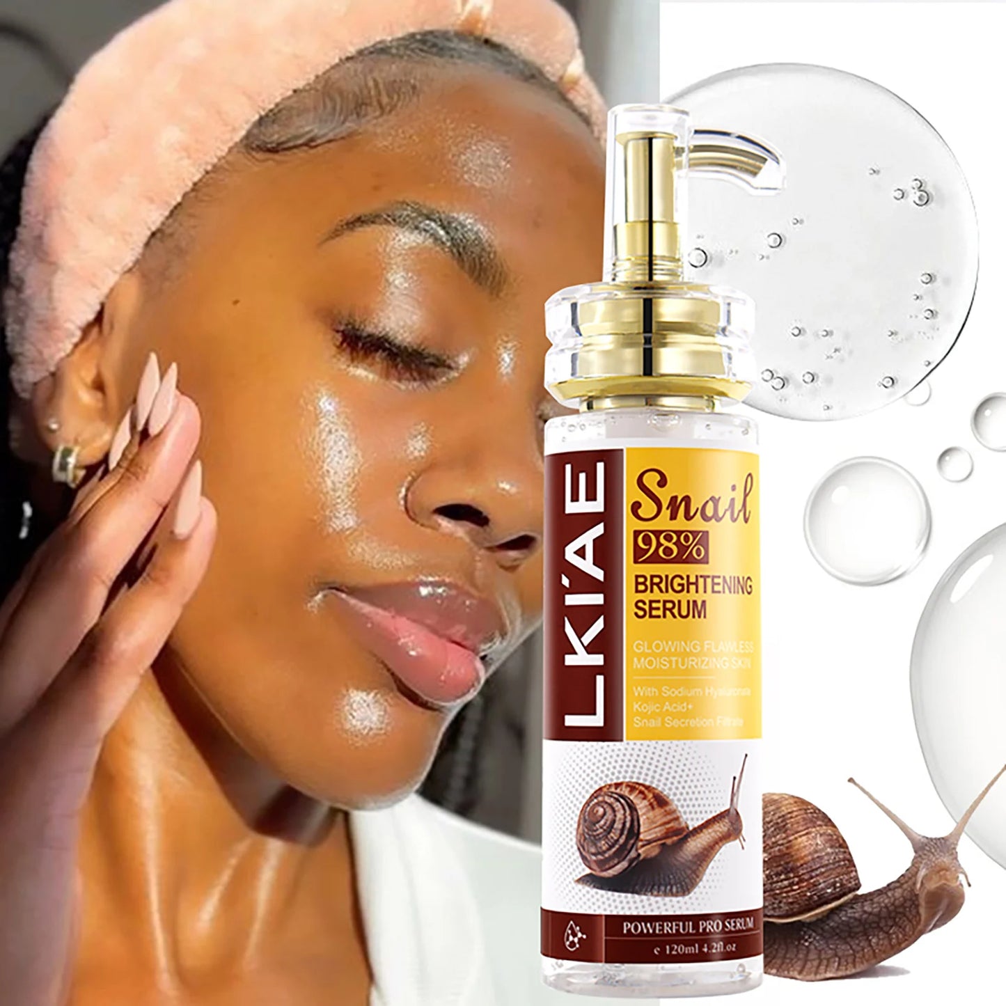 Snail 98 Face Serum Powerful 5 In 1 Anti Aging Kojic Acid And Arbutin Skin Care Essence Facial Whitening Snail Serum 120ml