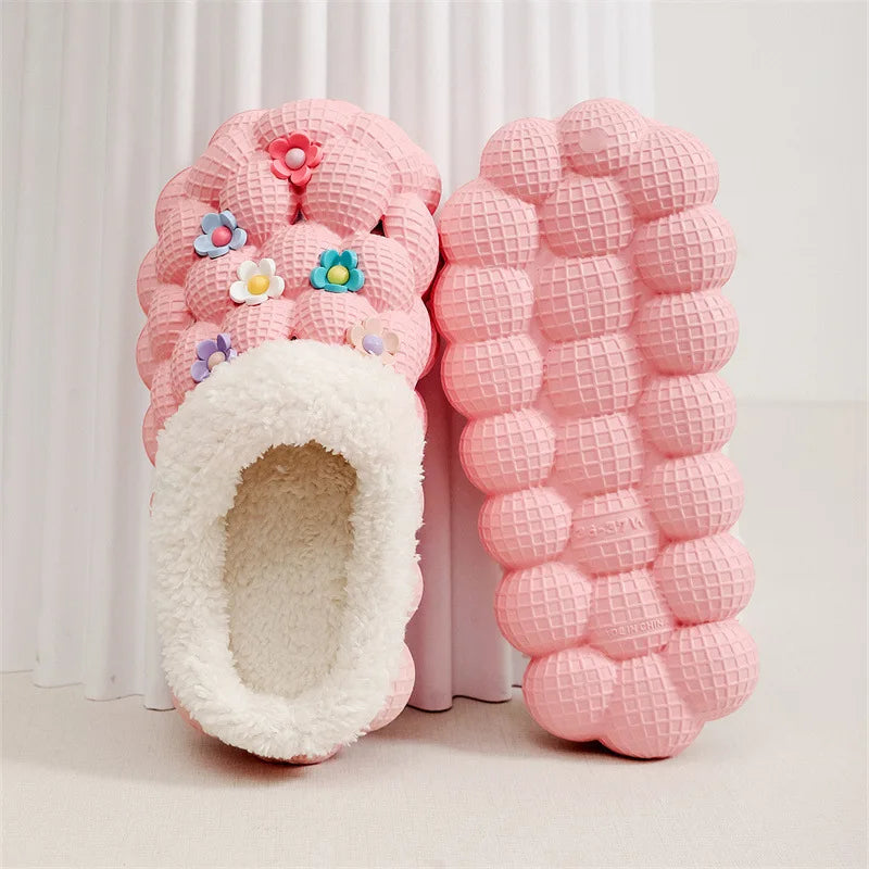 Women's winter anti-slip wear-resistant thick-soled cotton slippers for outdoor wear, indoor warm slippers