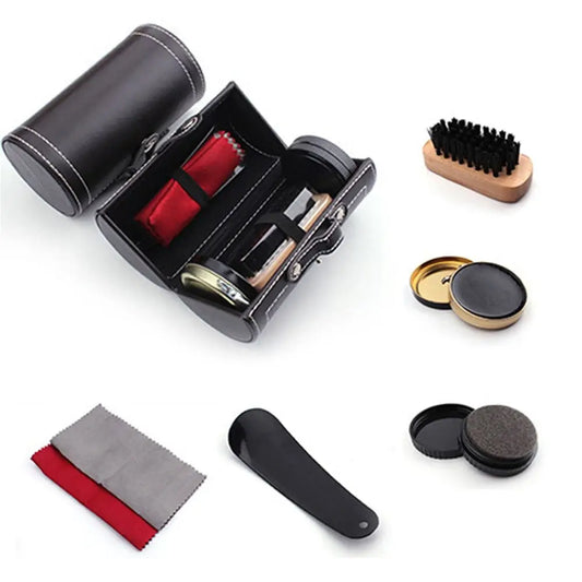 Portable Barrel Set Shoe Shine Kit Black Shoe Polish Stain Removal Leather Shoe Polish Set Shoe Care Tools Boots