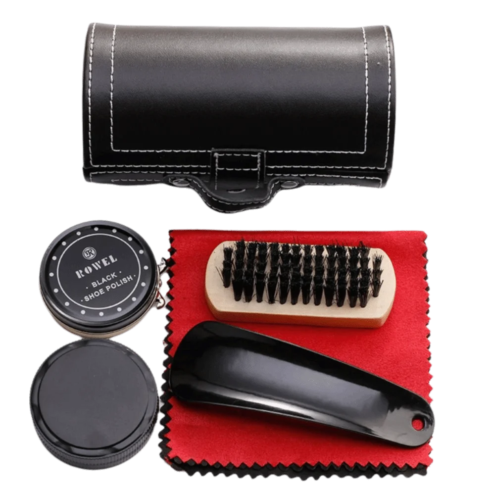 Portable Barrel Set Shoe Shine Kit Black Shoe Polish Stain Removal Leather Shoe Polish Set Shoe Care Tools Boots