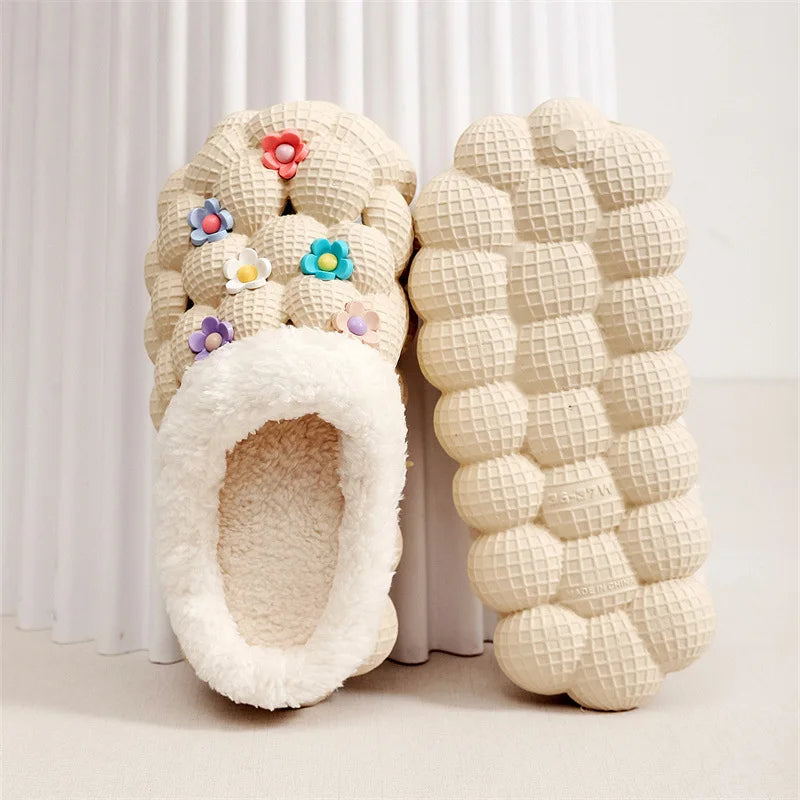Women's winter anti-slip wear-resistant thick-soled cotton slippers for outdoor wear, indoor warm slippers