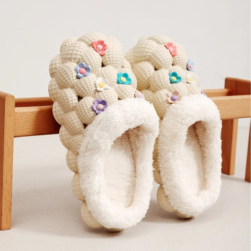 Women's winter anti-slip wear-resistant thick-soled cotton slippers for outdoor wear, indoor warm slippers