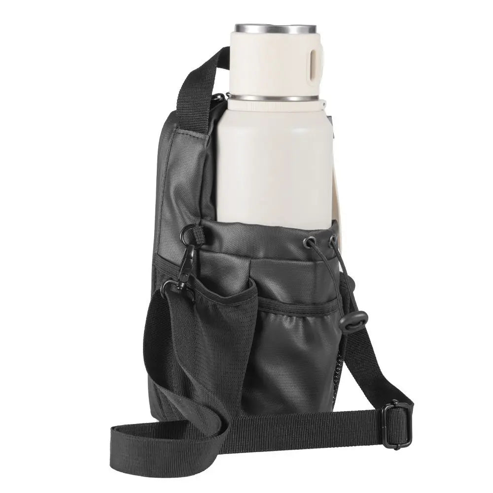 Magnetic Water Bottle Sling Bag Pull Cord Multi-layer Gym Bottle Bag Convenience with Shoulder Strap Crossbody Sports Bag