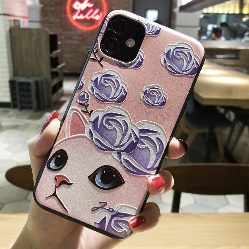 For iPhone 16e 2025 Case Cartoon 3D Relief Soft Silicone Cover for iPhone 16e Phone Back Cases for Apple iPhone16E Emboss Coques