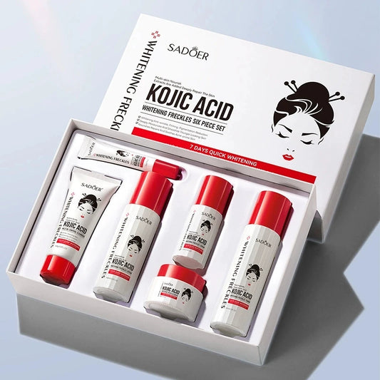 Kojic Acid Whitening Anti Freckle Skin Care Set Face Toner Serum Cream Brighten Dark Spot Corrector Removal Fade Blemish Melasma