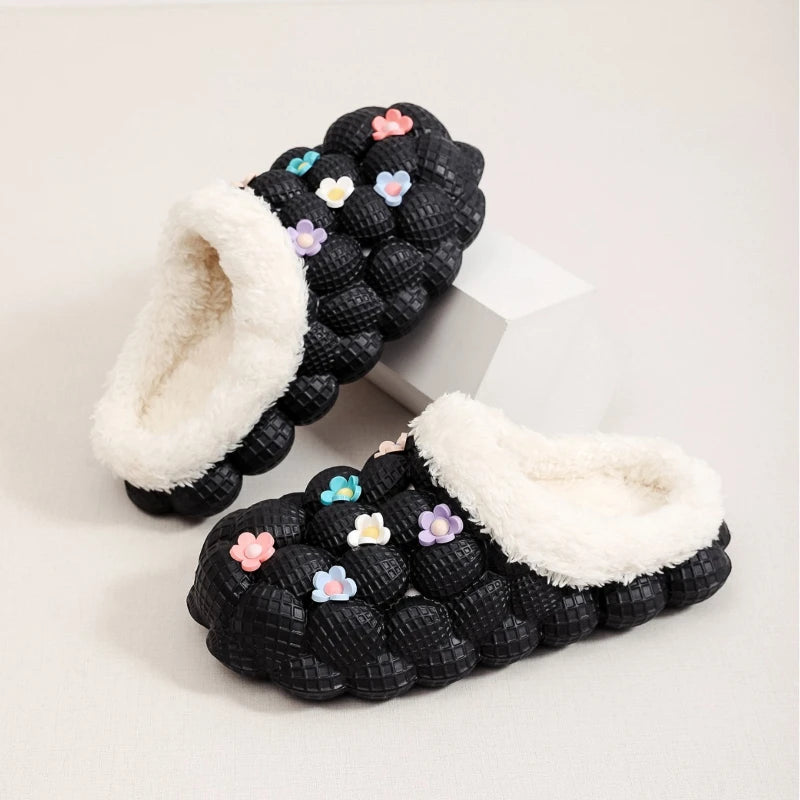 Women's winter anti-slip wear-resistant thick-soled cotton slippers for outdoor wear, indoor warm slippers