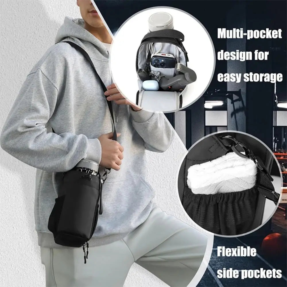 Large Capacity Magnetic Water Bottle Bag with Shoulder Strap Portable Gym Specific Water Cup Holder Multi-Pocket Magnet Gym Bag