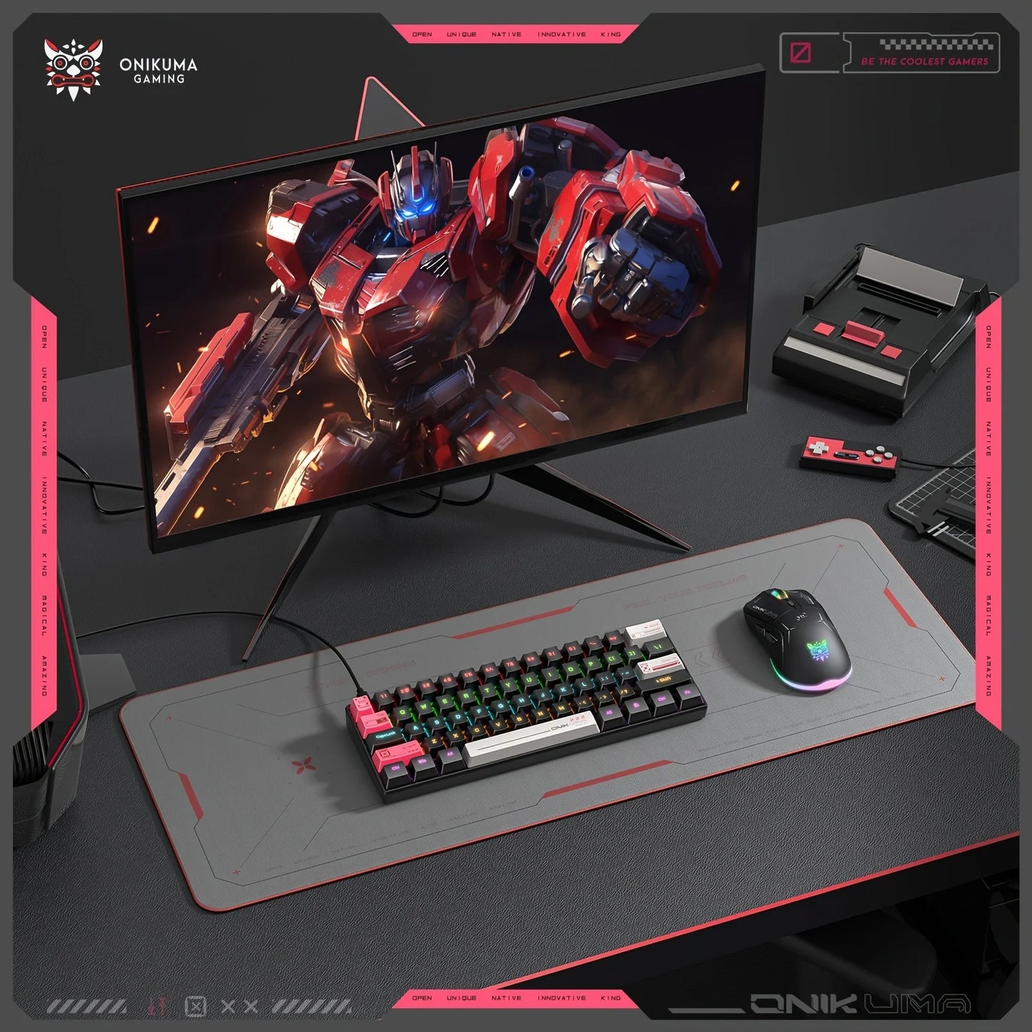ONIKUMA G55 Mechanical Gaming Keyboard 61 Keys Layout RGB Customized Wired Colorful LED Backlit Keyboard for Compute Laptop PC