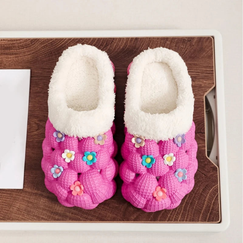 Women's winter anti-slip wear-resistant thick-soled cotton slippers for outdoor wear, indoor warm slippers