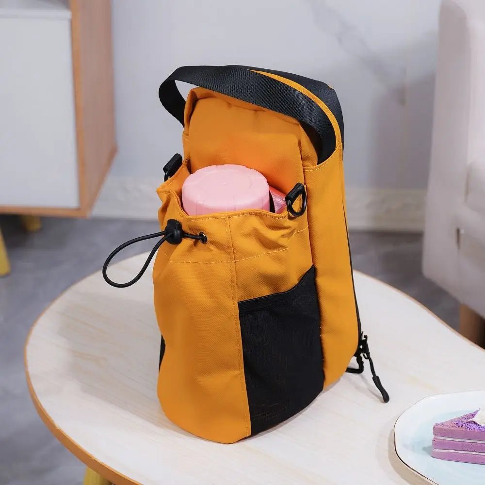 Magnetic Water Bottle Sling Bag Large Capacity Pull Cord Gym Bottle Bag Adjustable Waterproof Crossbody Sports Bag Travel