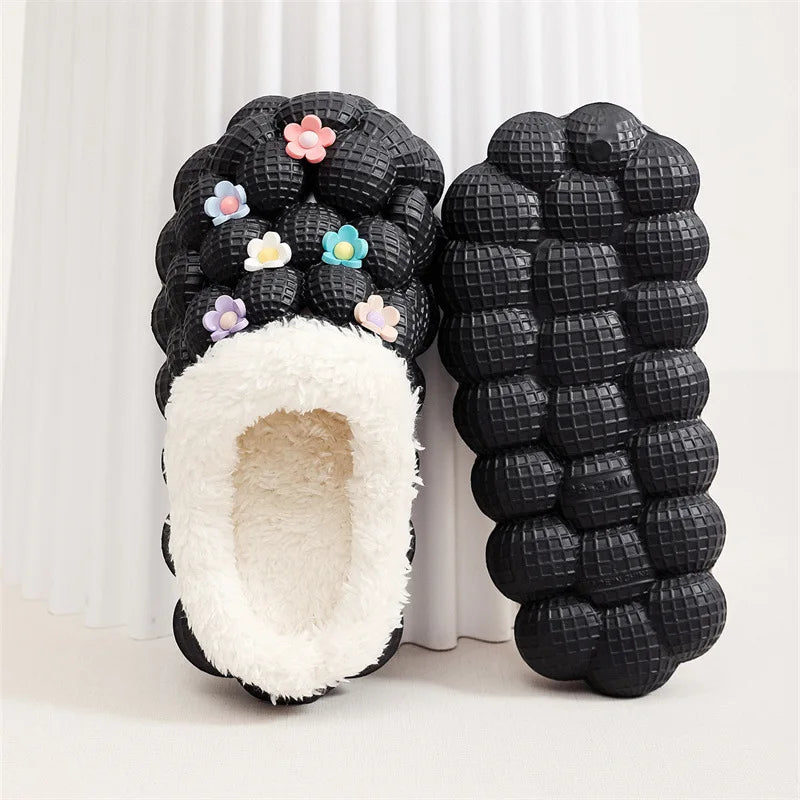 Women's winter anti-slip wear-resistant thick-soled cotton slippers for outdoor wear, indoor warm slippers