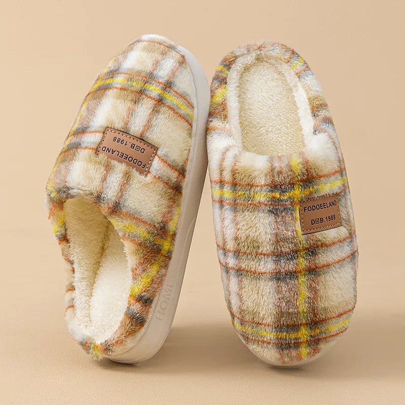 Women's 2025 Winter New Cotton Slippers Indoor Home Thick-soled Warm Fleece Non-slip Slippers Wear Cotton Slippers Outside