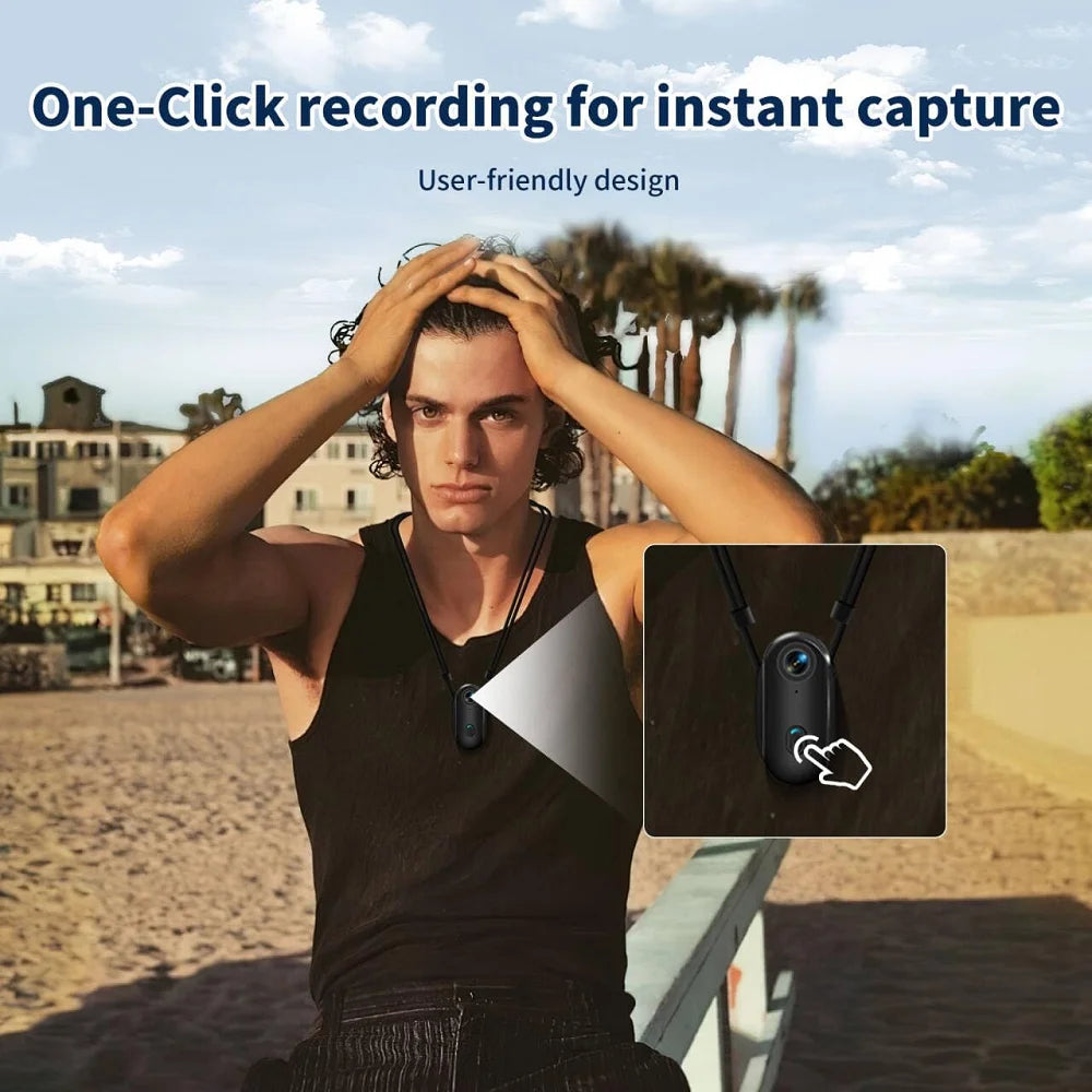 POV 4K Portable Action Cam Wearable Necklace Body Mounted Mini Camera Wireless WiFi Vlogging Support  Pocket Recorder Youtube