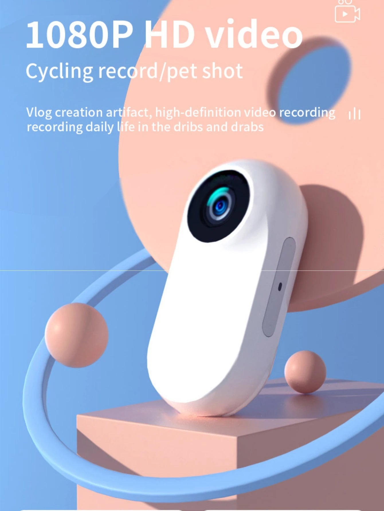 1080P Action Camera 1080P Portable Versatile Mount Anywhere for Travel Pets Ride Sport Vlog Mini Wireless Camera with Carry box