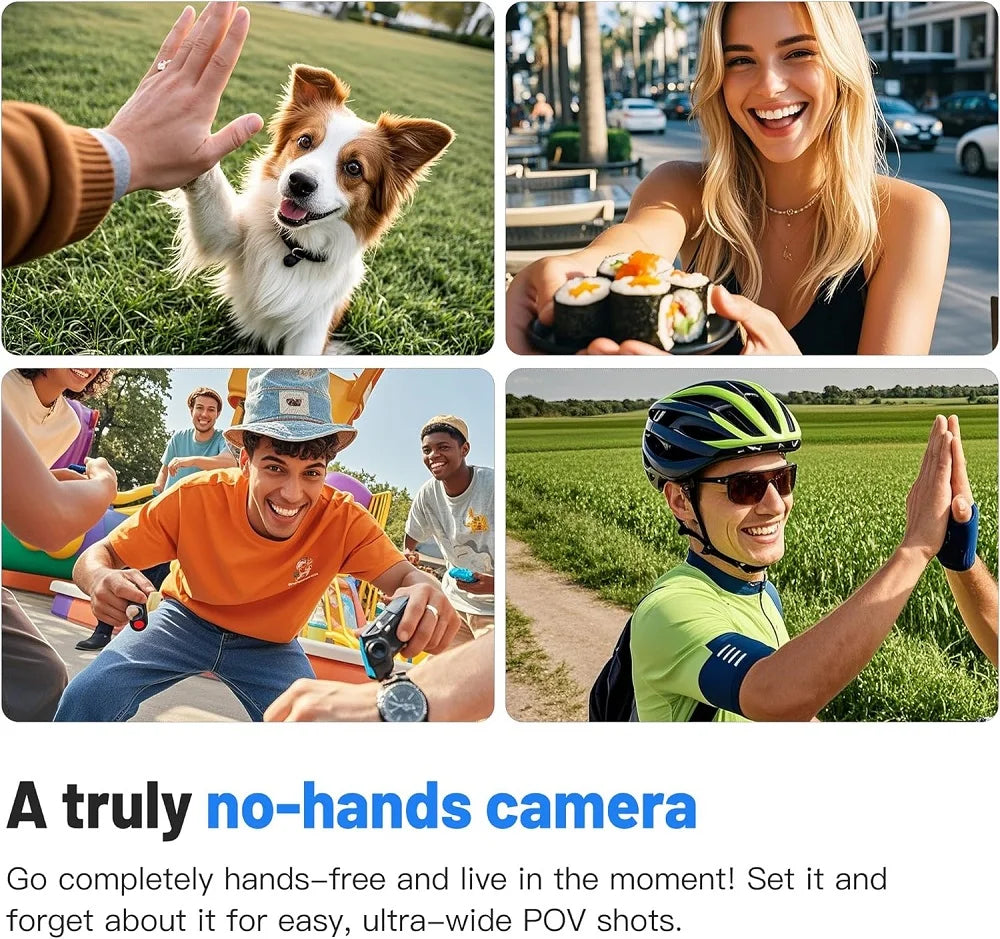 POV 4K Portable Action Cam Wearable Necklace Body Mounted Mini Camera Wireless WiFi Vlogging Support  Pocket Recorder Youtube