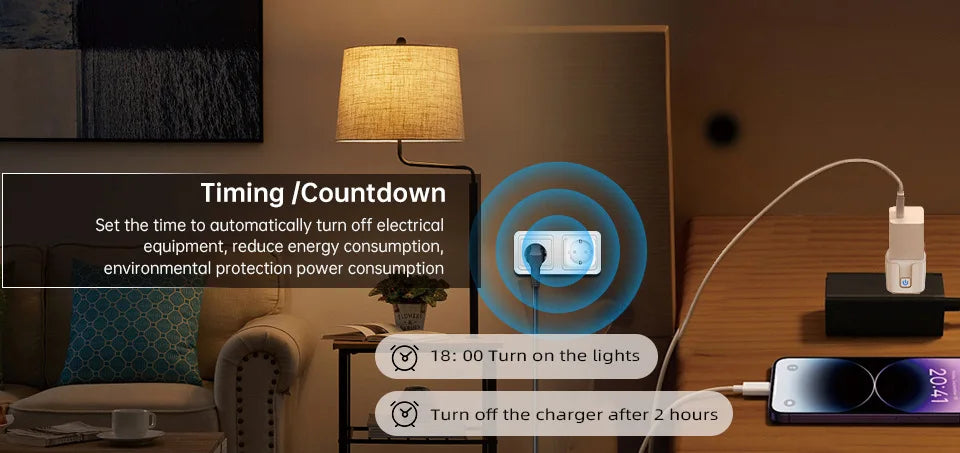 16A/20A EU Smart Plug Power Outlet Matter Smart WiFi Socket Mini Smart Plug for HomeKit SmartThings Works with Siri Alexa