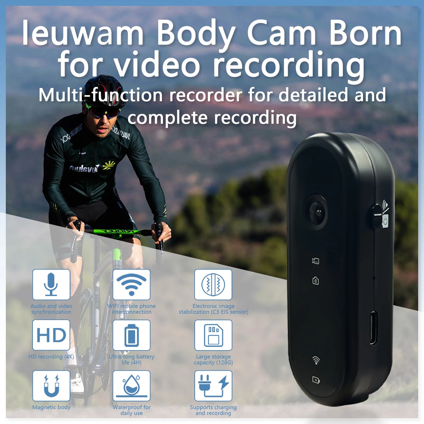 WIFI 1080P Action Camera Rideable Cam With Waterproof Shell Bike Camera Friendly for Travel Records Vlog Action Premium Portable