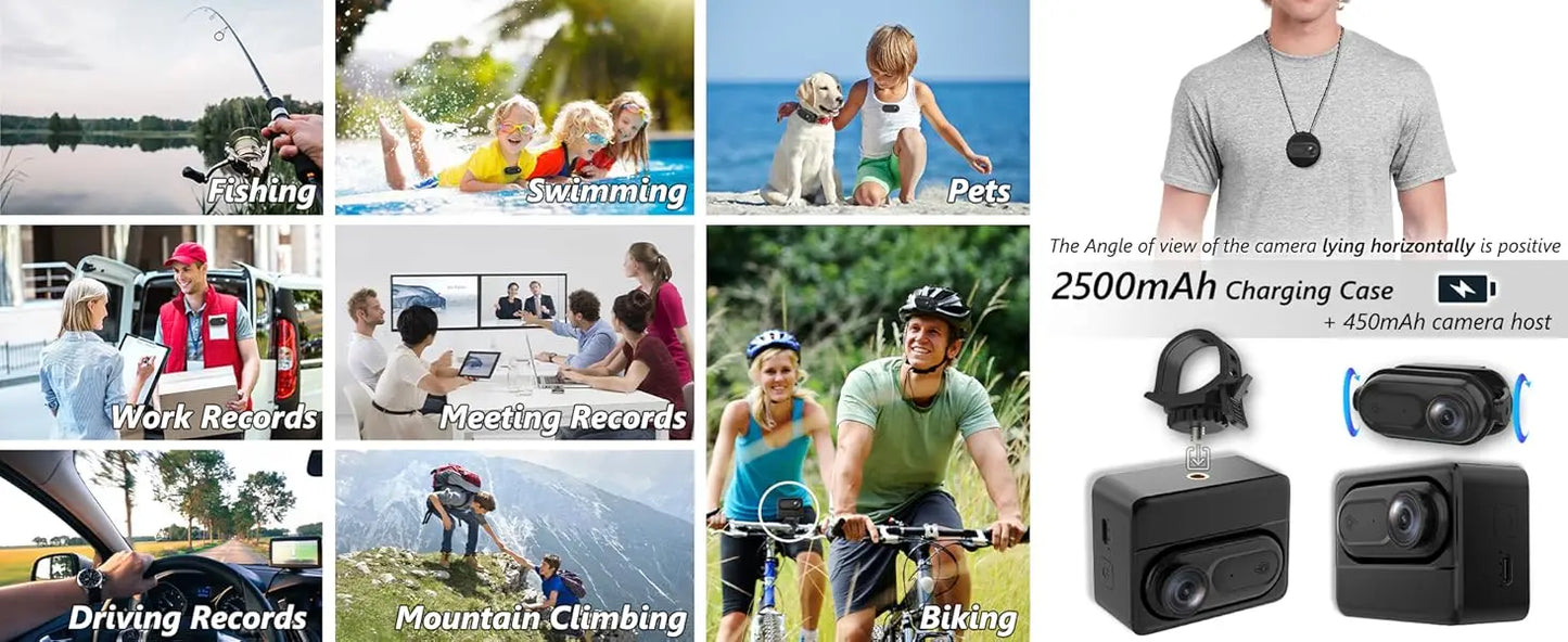 1080P Waterproof 2 meters Thumb Action Camera POV Cam Small Magnetic Body Camera Portable Vlogging Camera,Hands-Free