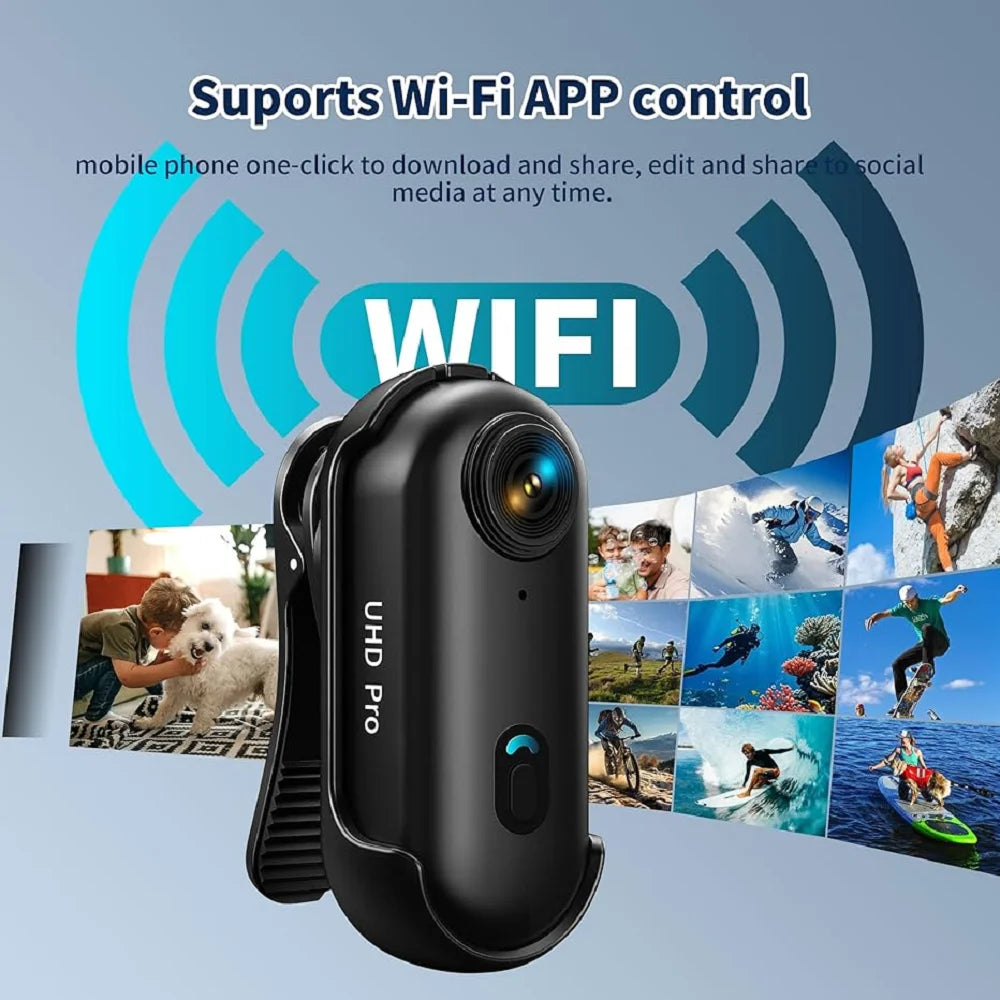 POV 4K Portable Action Cam Wearable Necklace Body Mounted Mini Camera Wireless WiFi Vlogging Support  Pocket Recorder Youtube