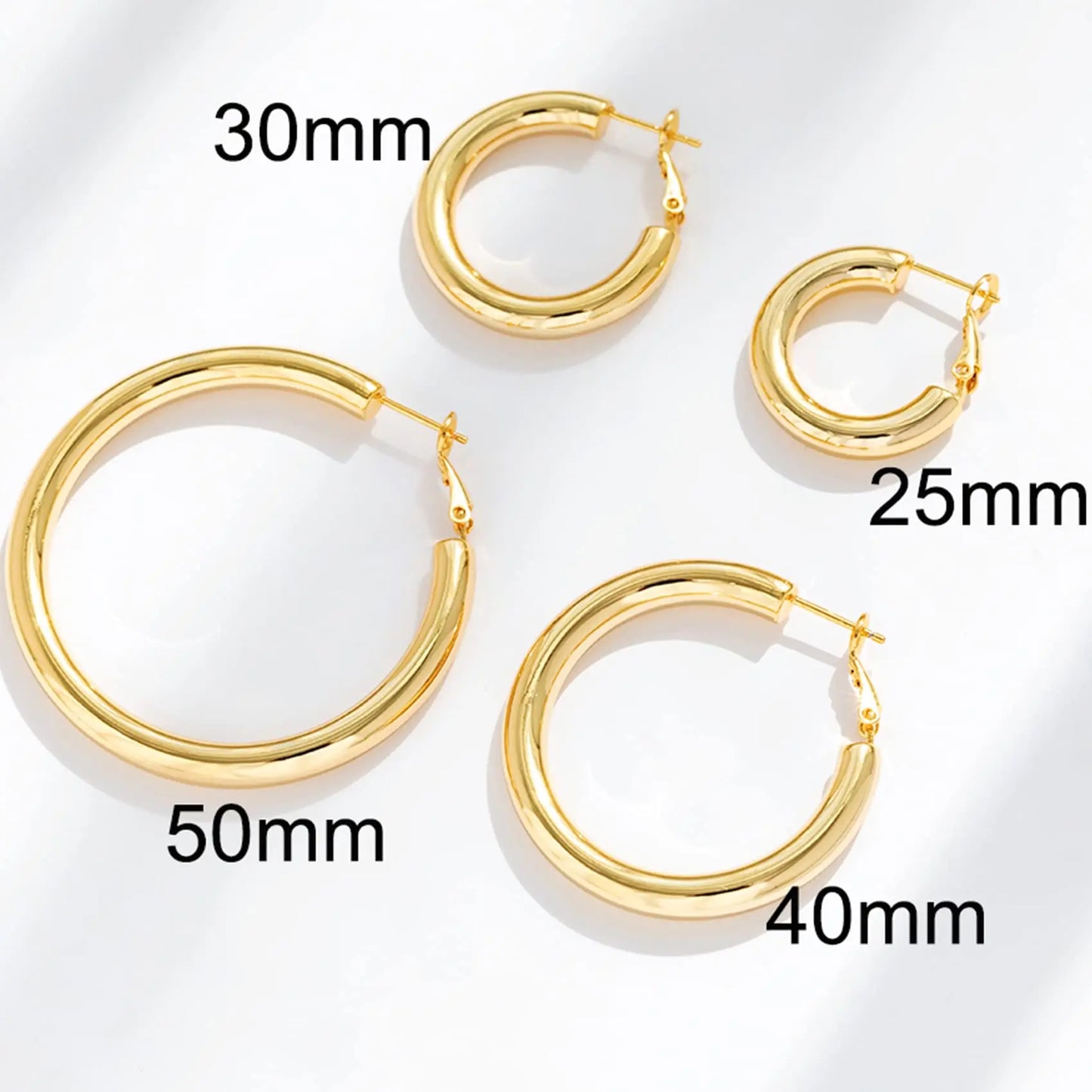 Chunky Gold Hoop Earrings, 14K Gold Plated Earrings for Women Lightweight Hollow Tube