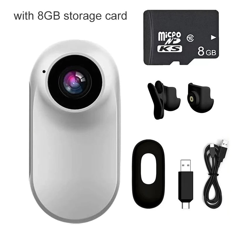 1080P Action Camera 1080P Portable Versatile Mount Anywhere for Travel Pets Ride Sport Vlog Mini Wireless Camera with Carry box