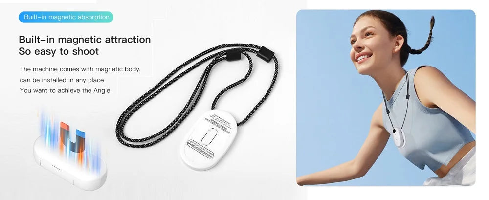 POV 4K Portable Action Cam Wearable Necklace Body Mounted Mini Camera Wireless WiFi Vlogging Support  Pocket Recorder Youtube