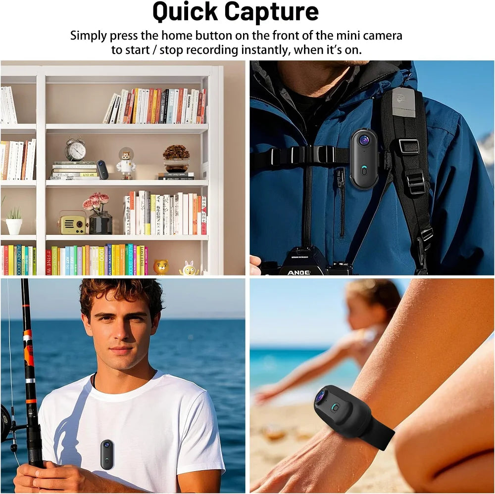 POV 4K Portable Action Cam Wearable Necklace Body Mounted Mini Camera Wireless WiFi Vlogging Support  Pocket Recorder Youtube