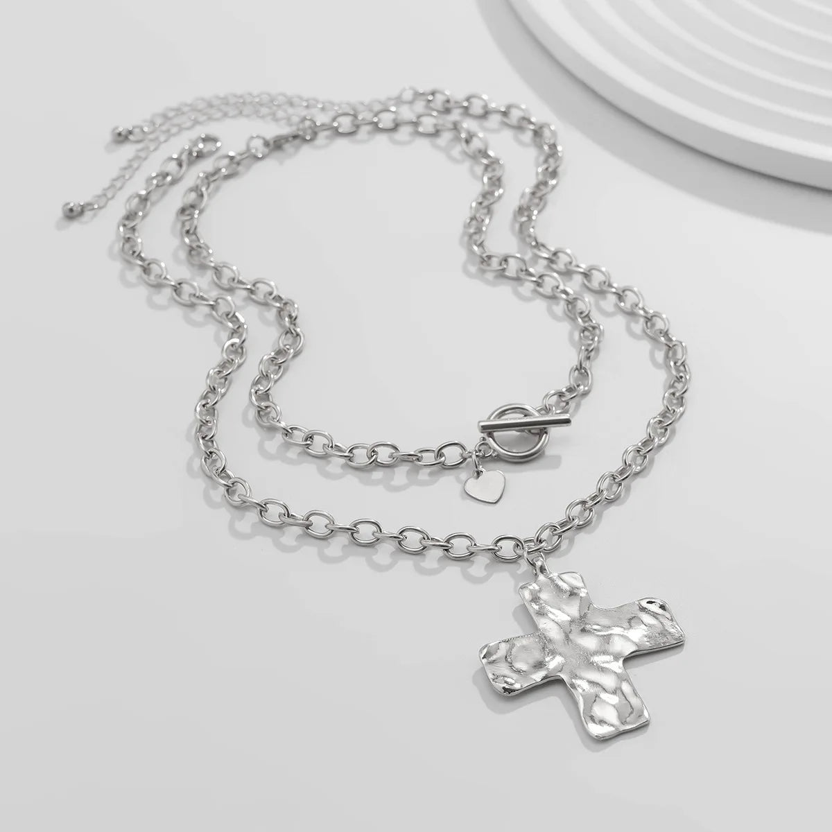 18k Gold Layered Chunky Cross Necklace for Women Cross Layering Pendant Statement Necklace