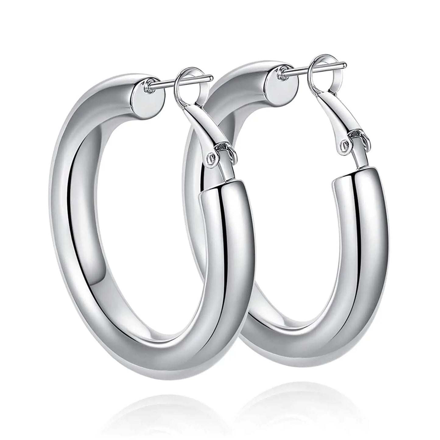 Chunky Gold Hoop Earrings, 14K Gold Plated Earrings for Women Lightweight Hollow Tube