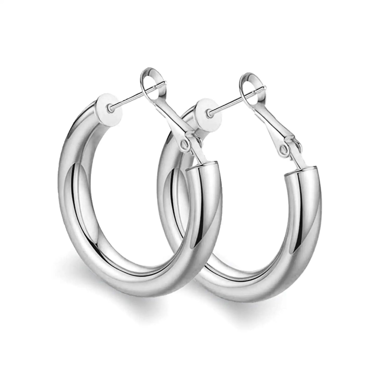 Chunky Gold Hoop Earrings, 14K Gold Plated Earrings for Women Lightweight Hollow Tube