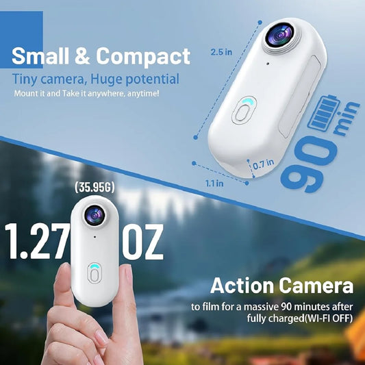 POV 4K Portable Action Cam Wearable Necklace Body Mounted Mini Camera Wireless WiFi Vlogging Support  Pocket Recorder Youtube