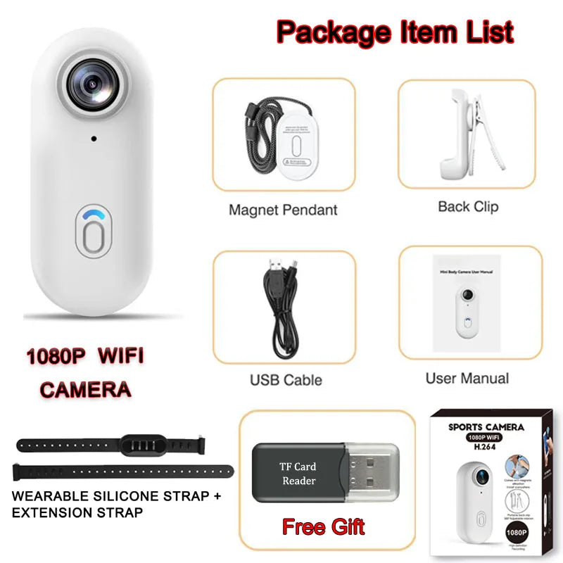 POV 4K Portable Action Cam Wearable Necklace Body Mounted Mini Camera Wireless WiFi Vlogging Support  Pocket Recorder Youtube