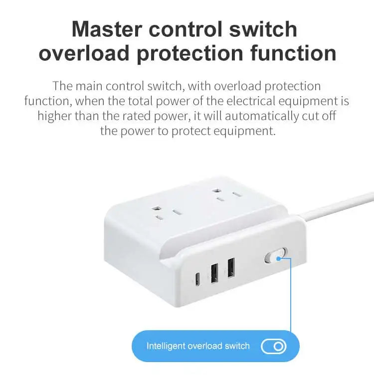Smart power strip  us smart outlet wall plug adapt surge protector  110v 5V 2.4A usb c hub electrical socket with usb charger