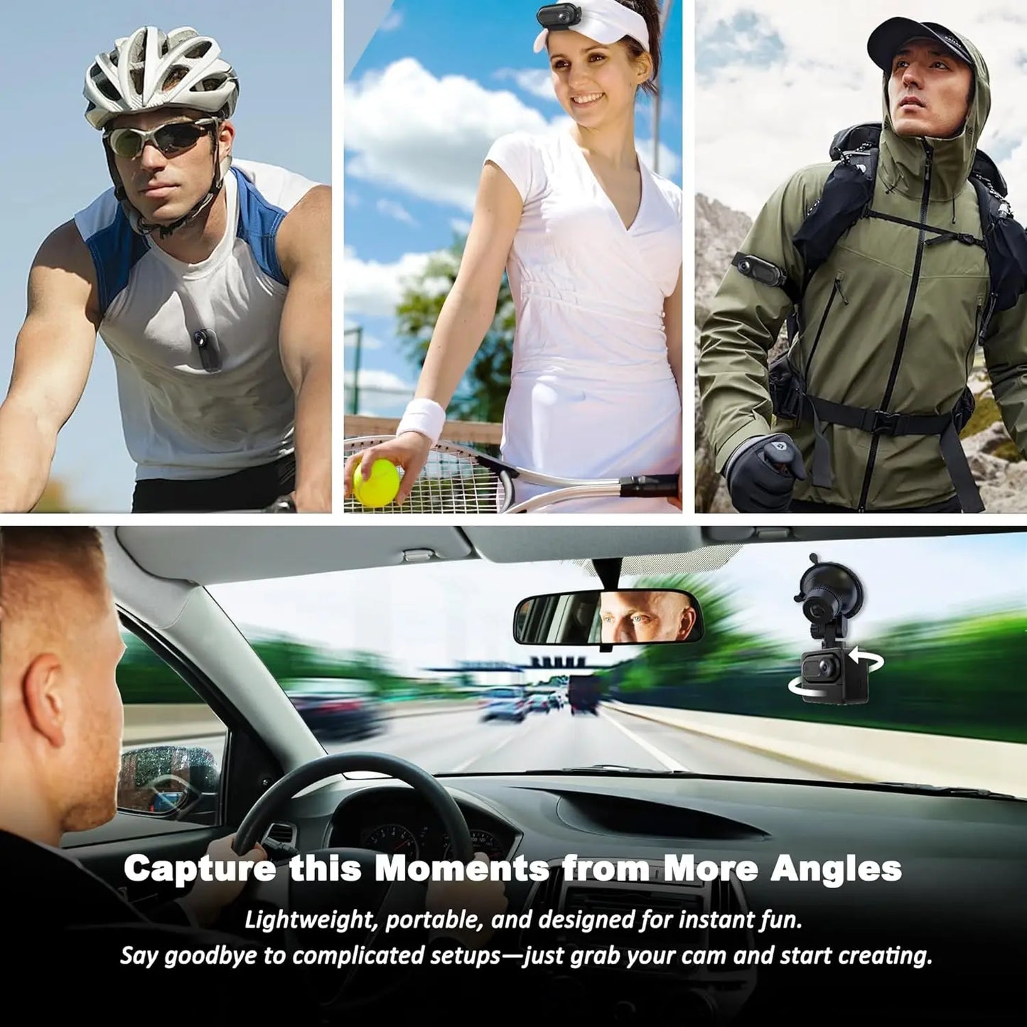 1080P Waterproof 2 meters Thumb Action Camera POV Cam Small Magnetic Body Camera Portable Vlogging Camera,Hands-Free