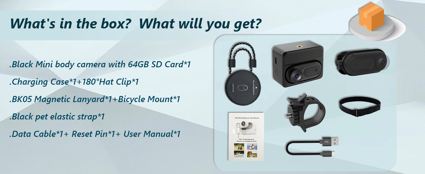 1080P Waterproof 2 meters Thumb Action Camera POV Cam Small Magnetic Body Camera Portable Vlogging Camera,Hands-Free
