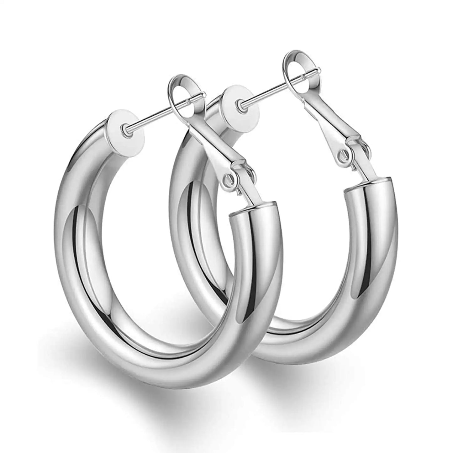 Chunky Gold Hoop Earrings, 14K Gold Plated Earrings for Women Lightweight Hollow Tube