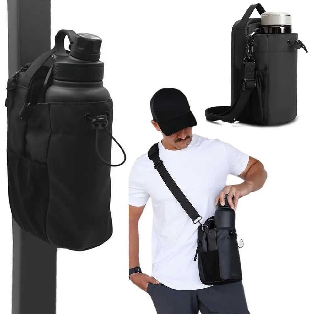Large Capacity Magnetic Water Bottle Bag with Shoulder Strap Portable Gym Specific Water Cup Holder Multi-Pocket Magnet Gym Bag