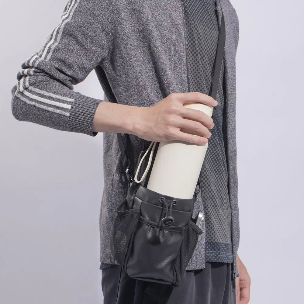 Magnetic Water Bottle Sling Bag Pull Cord Multi-layer Gym Bottle Bag Convenience with Shoulder Strap Crossbody Sports Bag