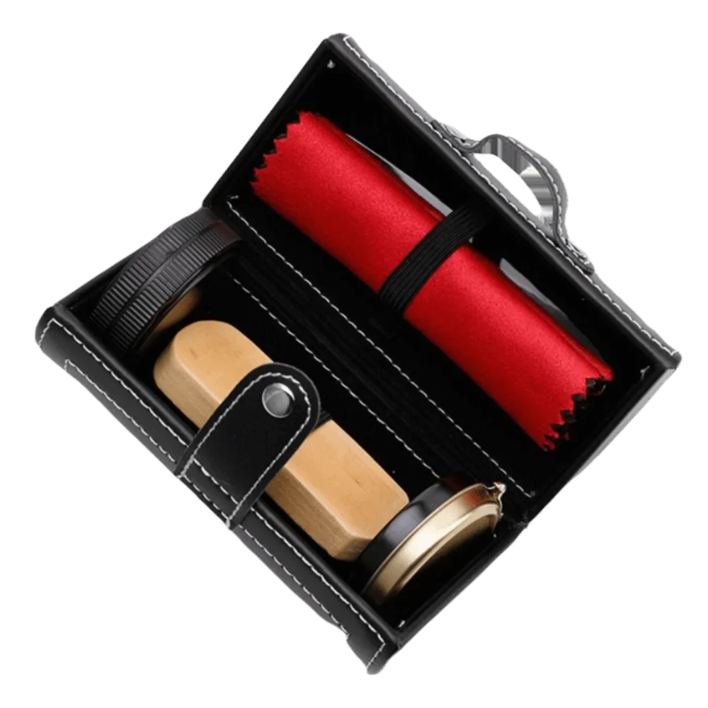 Portable Barrel Set Shoe Shine Kit Black Shoe Polish Stain Removal Leather Shoe Polish Set Shoe Care Tools Boots