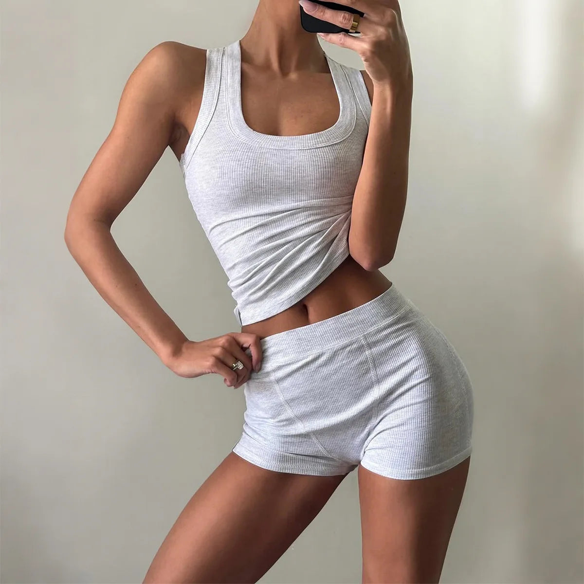 Summer Women Quick Dry Breathable Yoga Tank and Shorts Set Knit Two Piece Activewear for Indoor Workout Outdoor Running Multi Co