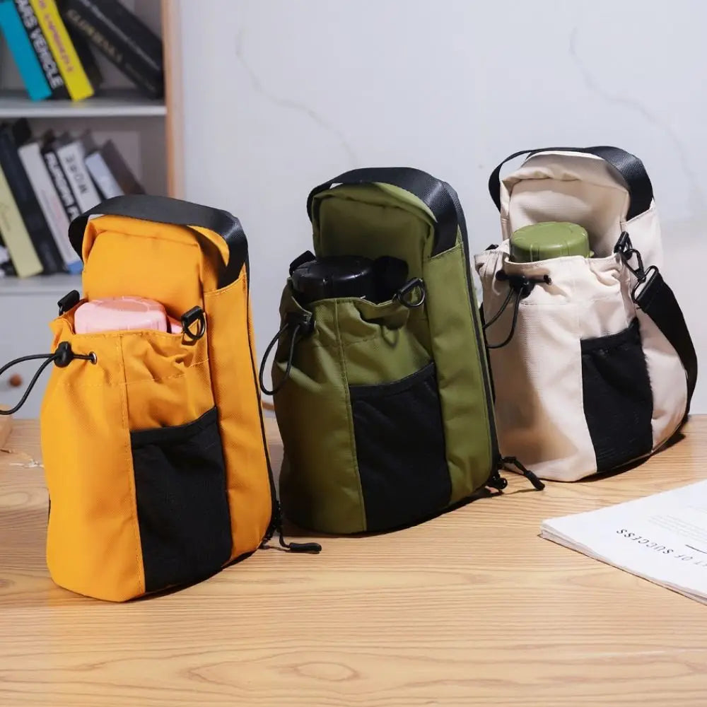 Magnetic Water Bottle Sling Bag Large Capacity Pull Cord Gym Bottle Bag Adjustable Waterproof Crossbody Sports Bag Travel