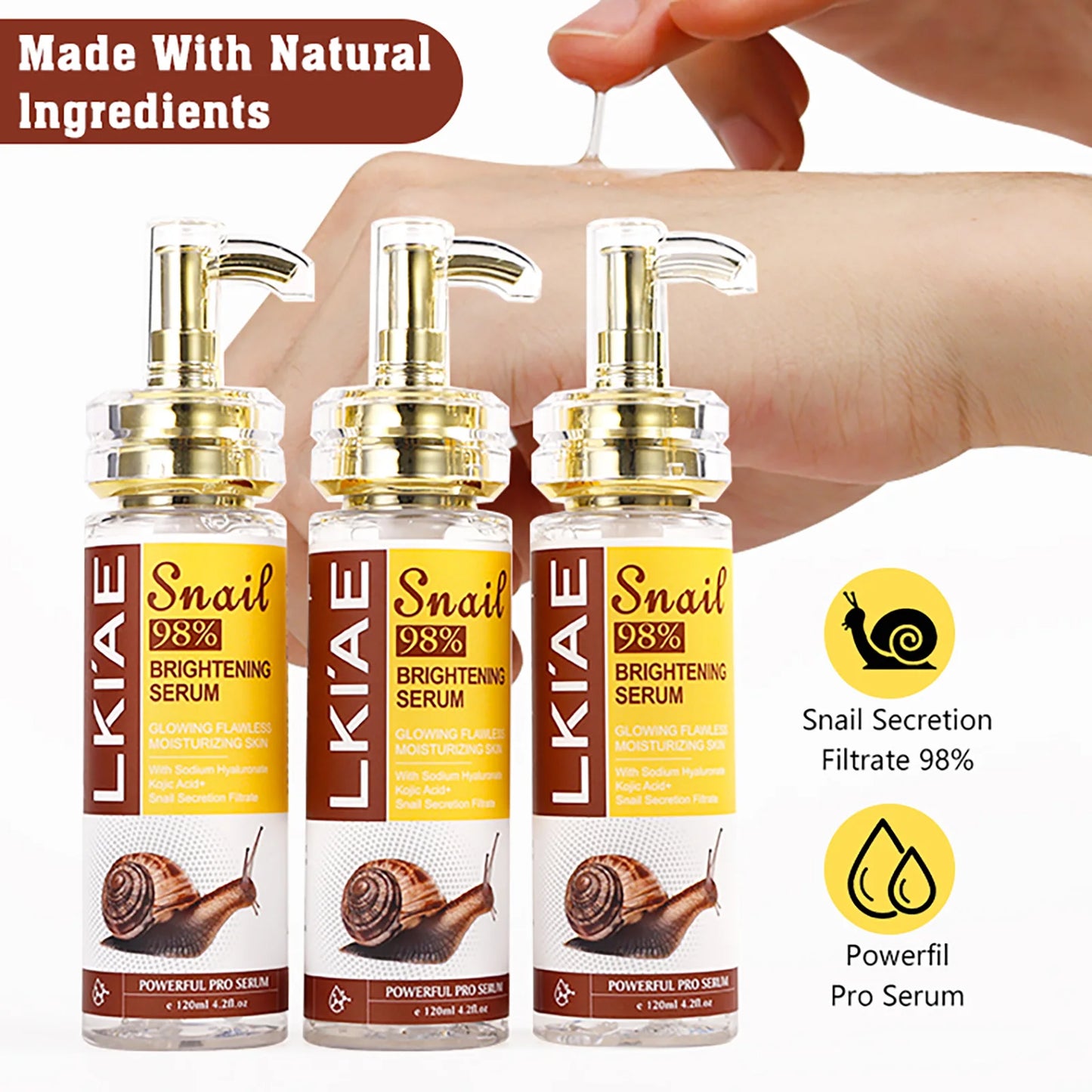 Snail 98 Face Serum Powerful 5 In 1 Anti Aging Kojic Acid And Arbutin Skin Care Essence Facial Whitening Snail Serum 120ml