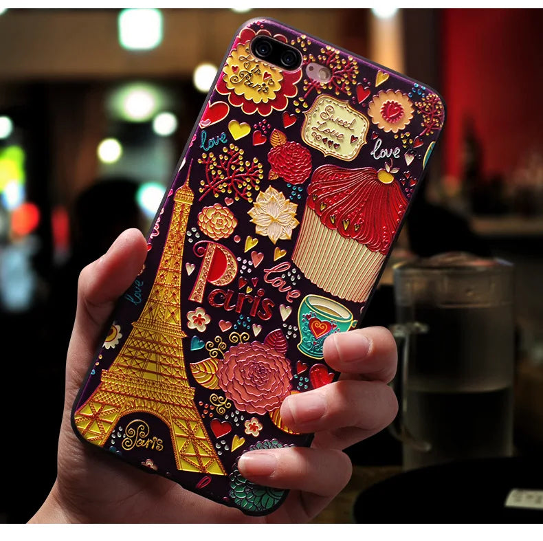For iPhone 16e 2025 Case Cartoon 3D Relief Soft Silicone Cover for iPhone 16e Phone Back Cases for Apple iPhone16E Emboss Coques