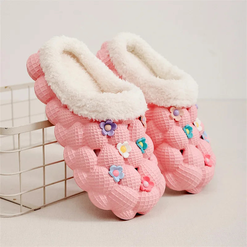 Women's winter anti-slip wear-resistant thick-soled cotton slippers for outdoor wear, indoor warm slippers